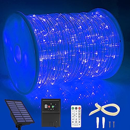 LiyuanQ 164 FT 1000 LED Rope Lights Solar Powered Waterproof String Lights 8 Modes Outdoor Tube Light Copper Wire Fairy Lights for Christmas Garden Fence Yard Party Pool Wedding Decor (1000 LED Blue)