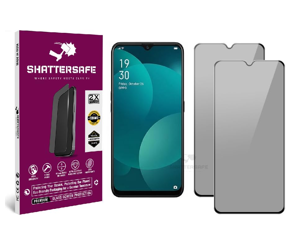 Image of Anti-Spy Privacy Tempered Glass Screen Protector Compatible For Oppo F11 [Pack of 2]. 9H Hardness, Anti-Scratch, Edge-to-Edge Protection With Easy Installation Kit & Case Friendly Fit.