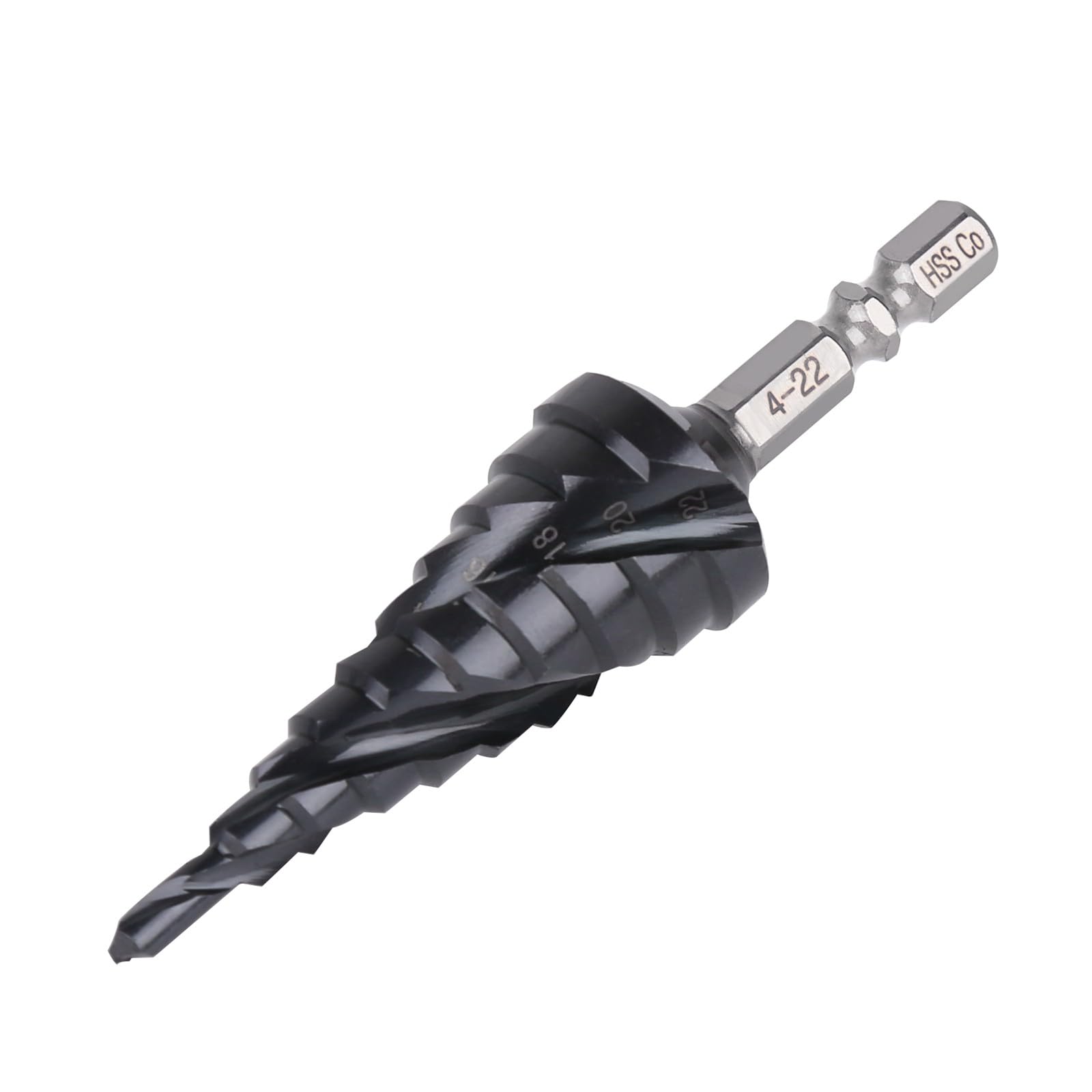 Broca escalonada de metal de 4 a 22 mm, 10 niveles, broca cónica para metal, HSS M35 cobalt TiAlN, broca hexagonal para acero inoxidable, chapa de aluminio, hierro, plástico, PVC, madera