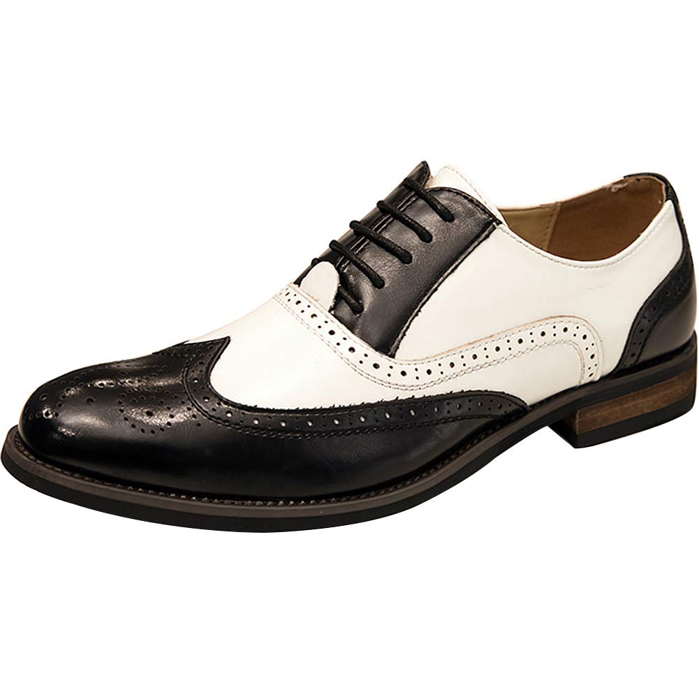 Scarpe Stringate Brouge Uomo Bicolori Ufficio Affari Casual Abito Formale Festa di Nozze Scarpe Oxfords