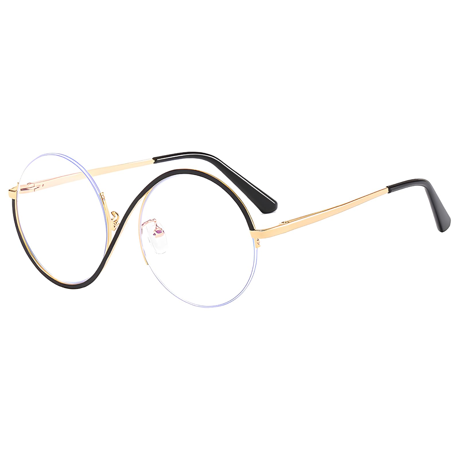 Eeyisusa Oversized Designer Round Reading Glasses Women, Large Half Frame Anti Blue Light Reader, Anti Eyestrain Reader glass