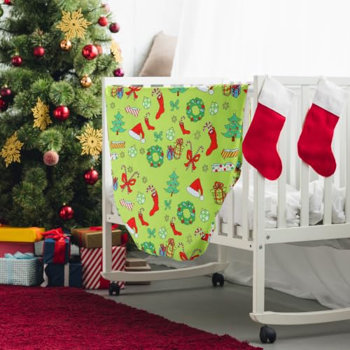 Image of Vitalcozy 4 Pcs Green Christmas Crib Sheet for Standard Nursery Decor