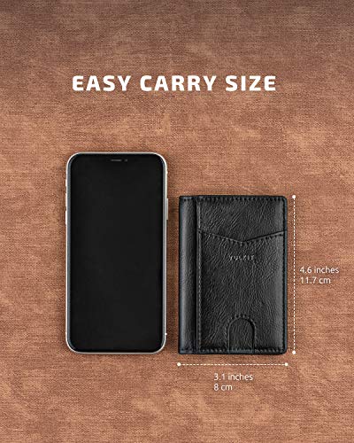 Image of VULKIT Bifold Front Pocket Slim Wallet RFID Blocking Minimalist Thin Leather Credit Card Holder Wallet for Men and Women Black