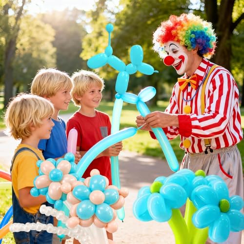 Image of 260 Teal Blue Long Balloons for Balloon Garland Thickening Skinny Latex Twisting Animals Modeling Christmas Birthday Wedding Party Festival Decorations 100pcs