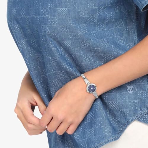 Image of Titan Plain 3 Hands Karishma Blue Round Dial Steel Colour Stainless Steel Strap Womens Watch - NU2598SM04