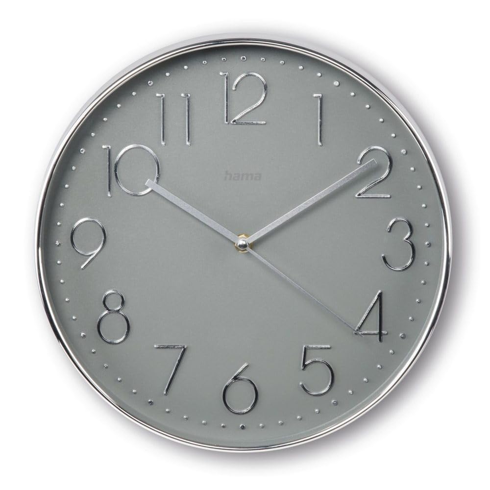 Hama Corsican Wall Clock, Ø 30 cm, silent, silver/Grey