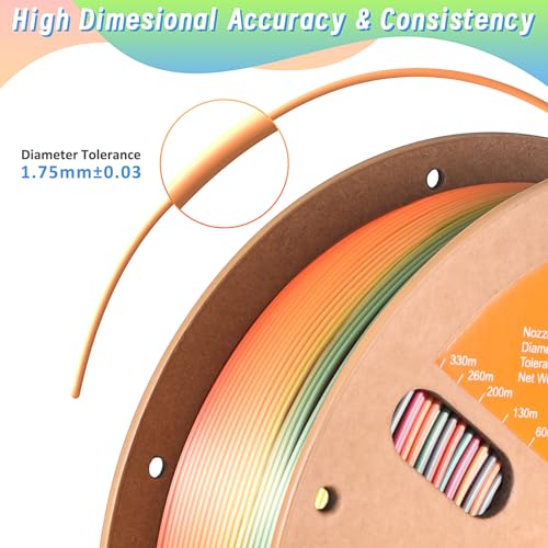 Image of ERYONE Silk Rainbow 3D Printer PLA Filament 1.75 + /- 0.03mm, Shiny Multicolor Filament PLA Fast Color Gradient 1KG(2.2LBS), Waterfall Rainbow
