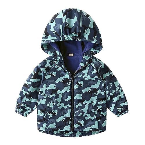 Boys Waterproof Fleece Jacket Kids Windproof Coat Outdoor Lightweight Hood Hiking Skiing Jacket