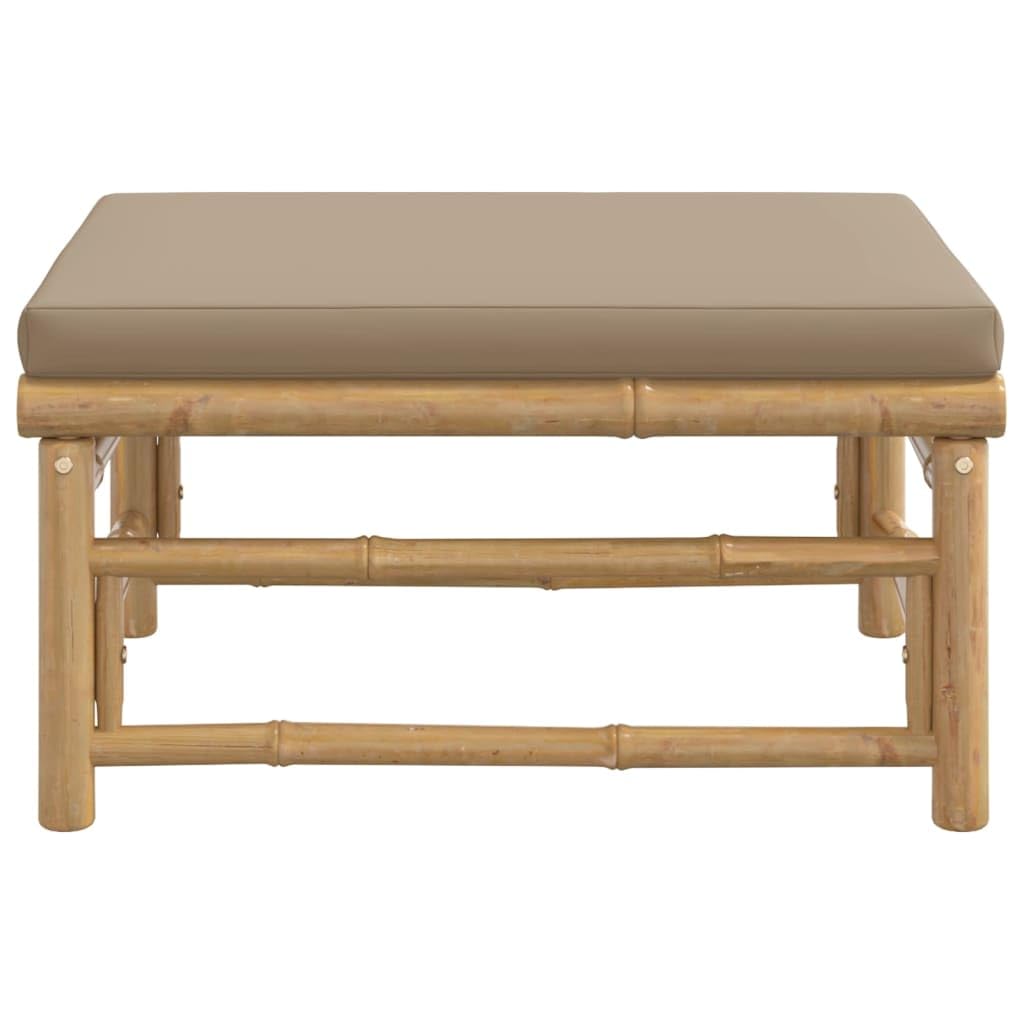 SKM Garden Footstool with Taupe Cushion Bamboo (Weight-15KG)