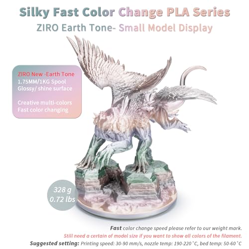 Image of ZIRO 3D Printer Filament PLA, Fast Color Change Silk, 1KG Earth Tone