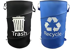 33 Gallon Blue and Black Glass Pop Up Trash and Recycling Container