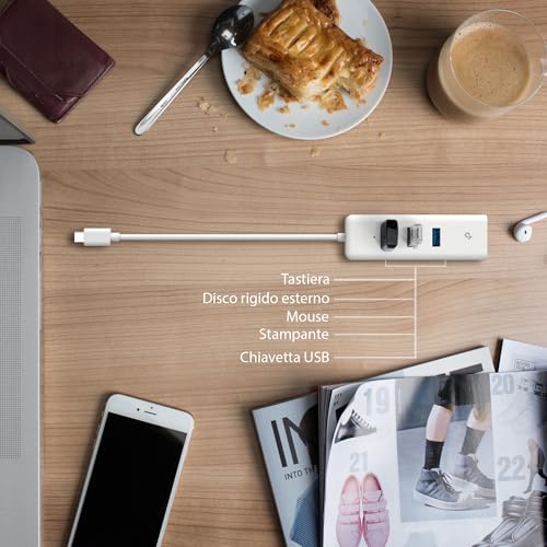 Adattatore USB Ethernet UE330C USB 3.0 Type C con 3 Porte, Gigabit Ethernet, Plug & Play, Compatto e leggero, Windows 11/10/8.1/8/7, MacOS, iPadOS, Chrome OS, Linux OS, Nintendo OS - Hub USB - Immagine 4