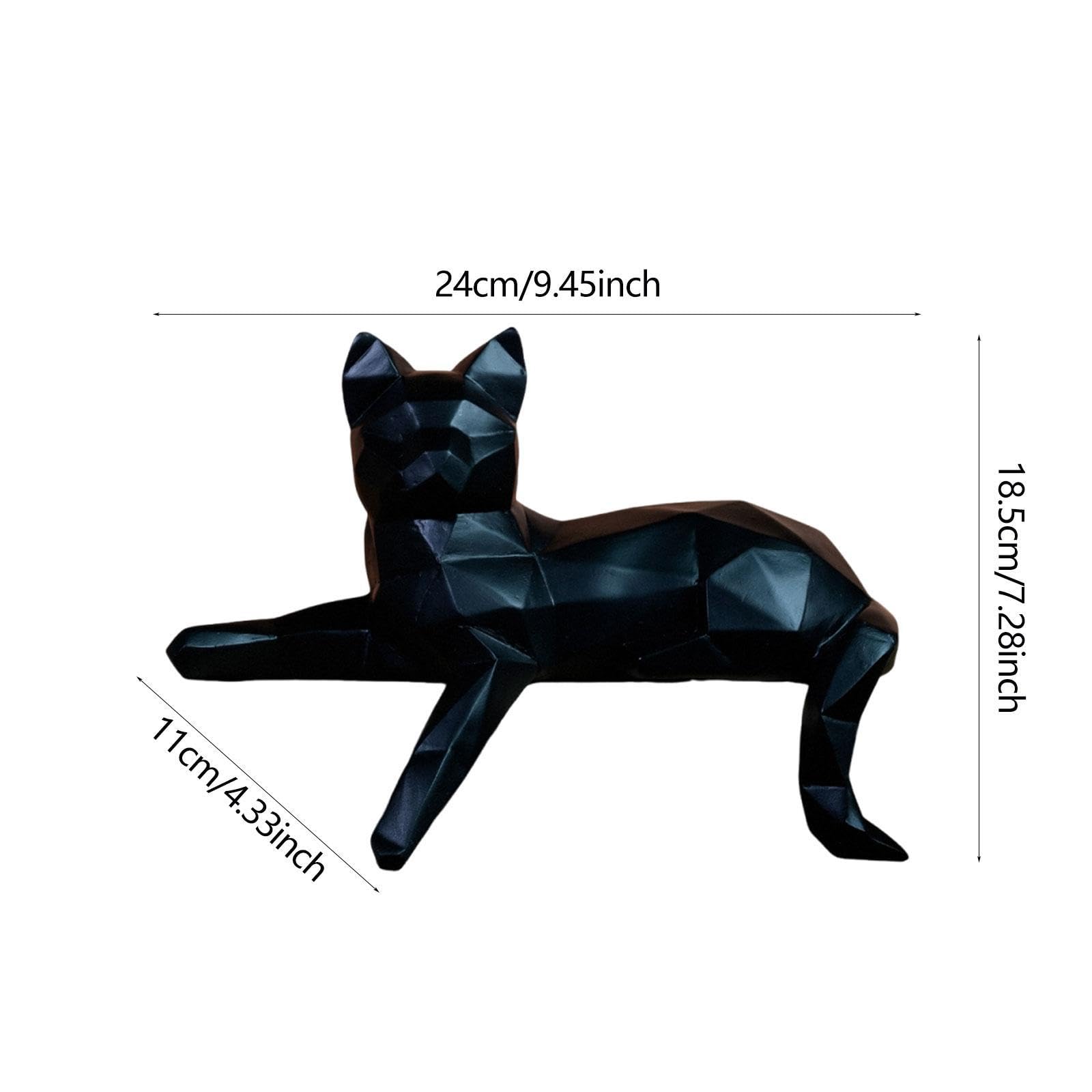 Figura de gato geométrica hecha a mano, decoración de escritorio de resina, decoración de escritorio para la oficina o el hogar (gato mirando)
