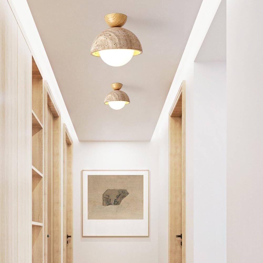 Nowoczesna i minimalistyczna lampa sufitowa LED z betonu wpuszczanego w stylu Wabi Sabi do salonu, sypialni lub korytarza. Cylindryczny reflektor z cementu, ciepła biel, 3000 K, kolor czerwony