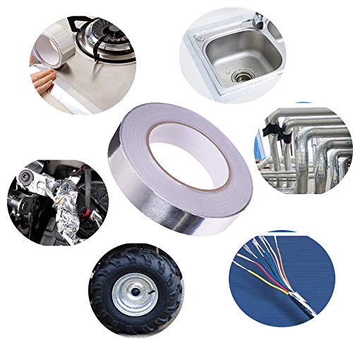 QitinDasen 50M X 20mm Premium Aluminiumfolienband, Aluminiumklebebänder Selbstklebend, Aluminiumband Aluminium Klebeband, für HVAC-Reparatur, Kanäle, Isolierung, Trockner und Handwerk