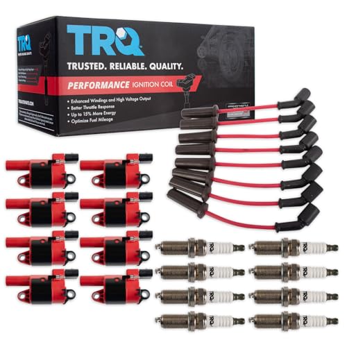 TRQ Ignition Coil & Spark Plug Kit 17 Piece Iridium Spark Plugs Compatible with 2009-2015 Chevrolet Silverado 1500 Camaro 2009-2012 GMC Sierra 1500 Suburban 2010-2012 Tahoe
