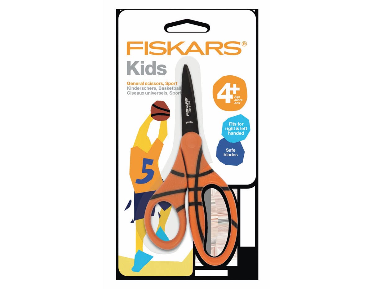 Fiskars Kids Scissors, Basketball, For 6+ Years old, Length: 13 cm, For Right- and Left-handed People - Image 2