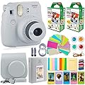 Fujifilm Instax Mini 9 Instant Camera + Fuji Instax Film (40 Sheets) + Accessories Bundle - Carrying Case, Color Filters, Photo Album, Stickers, Selfie Lens + More (Smokey White)
