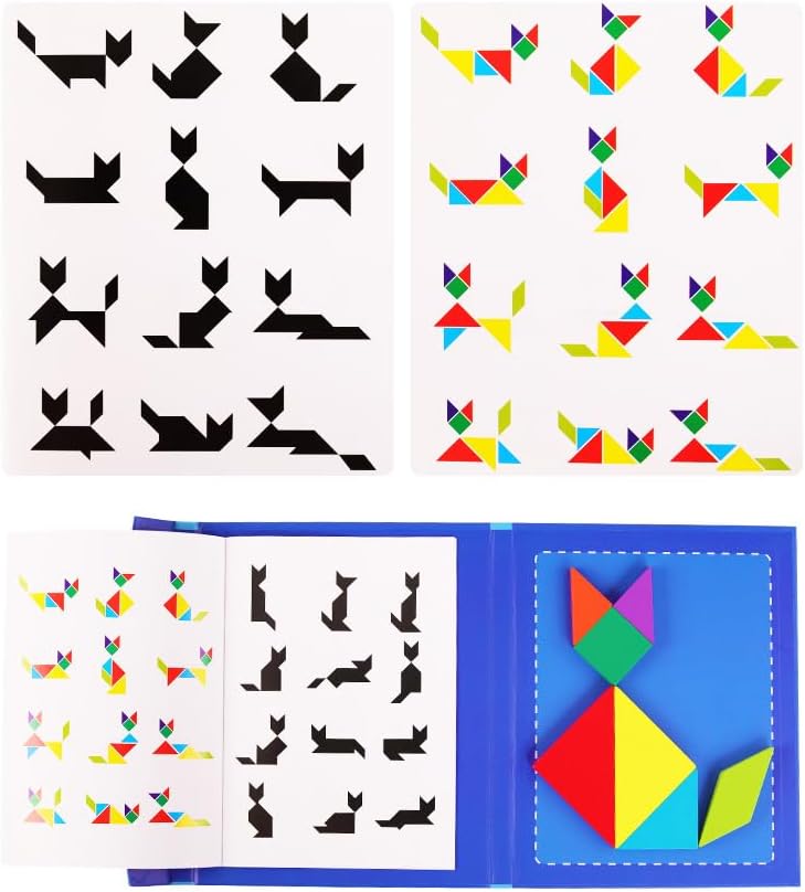Miniatura 3 de Tangram Puzzle Book STEM Juegos Brain Teasers Juguete Educativo Temprano Jigsaw Formas Viaje Viaje Montessori Aprendizaje Juguete Manos