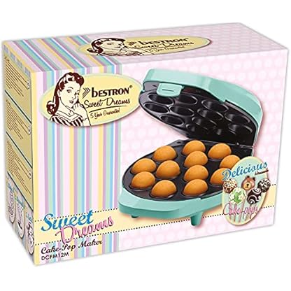 Bestron Waffeleisen für Cake-Pop's im Retro Design, Cake-Pop-Maker inkl. Cake-Pop-Butler, Gabel & 12 Cake-Pop-Sticks, mit Antihaftbeschichtung,700 W, Farbe: Mint – Bild 7