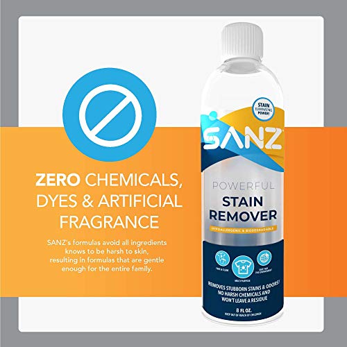 Sanz Stain Remover – For Stubborn Stains & Odors, No Residue, Hypoallergenic, Biodegradable, Zero Harsh Ingredients, 8 Oz #TOP2