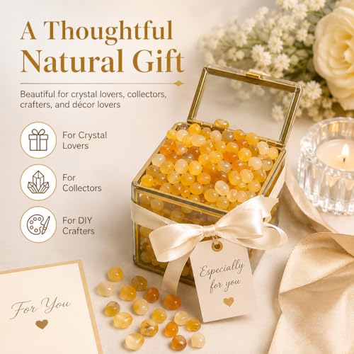 Image of Polished Yellow Agate Crystal Chips 200 Pcs - 0.3 inch 10 oz Tumbled Stone Chips Crushed Sea Glass Stones Healing Reiki Quartz Crystal Making Home Decoration
