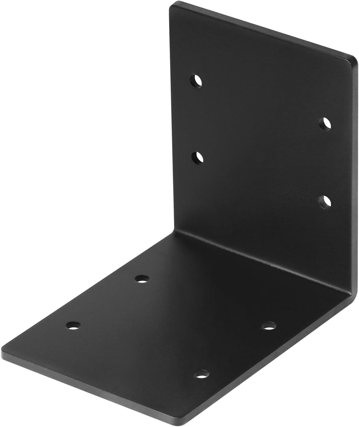 4 PCS Black 6" x 6" x 5" Heavy Duty Steel L Right Angle Bracket, Corner Brace for Timber Connector Shelves Wood Support, Thickness 1/8", Max Load 150 lb