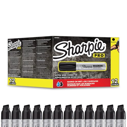 Sharpie Pro Magnum Permanentmarker | Keilspitze | schwarze Tinte | 12 Stück