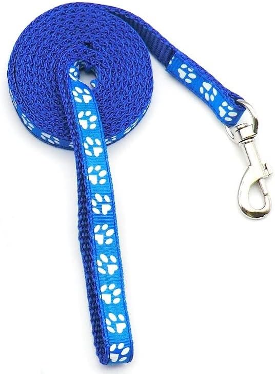 Small Dog Puppy Pet Cat Kitten Lead Pawprint Design Lightweight Nylon Metal Clip 120cm Leash Blue - Image 3