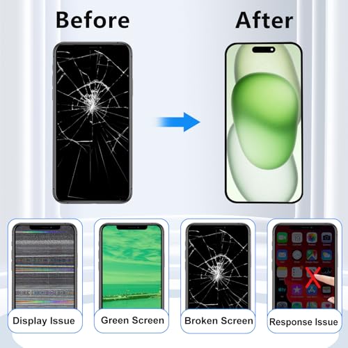 Image of MP+ for iPhone 15 Screen Replacement,[Face ID] 3D Touch Screen Display Digitizer Assembly with Waterproof Adhesive Tape and Repair Tools Kit