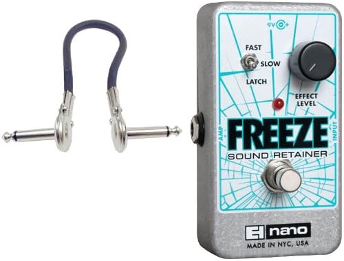 Electro-Harmonix Freeze Sound Retainer Compression Guitar Effects Pedal with a 6 Inch Metal 1/4 to 1/4 Cable