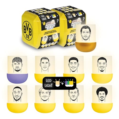 MegaLight Blind Box Mini Nachtlichter 2er Pack | BVB Fanartikel Kinder | 2 aus 9 per Zufall | USB-C AKKU | wiederaufladbar | Borussia Dortmund Fanartikel | EGGY'S Mystery Lights BVB Edition
