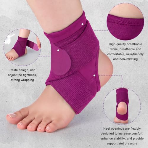 Image of Honoson 2 Pcs Ankle Brace Kid Ankle Support Youth Neoprene Lace up Compression Sleeve Foot Brace Stabilizer with Adjustable Strap for Sport Sprained Plantar Fasciitis Achilles Tendonitis(Rose Red,S)