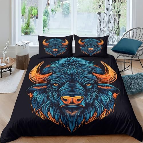 Housse de couette bison 3D hypoallergénique en microfibre douce et lavable en machine - 4