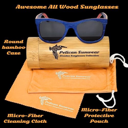 Image of Wood Sunglasses | Polarized | Vintage Wooden Frame | 100% UVA /UVB Protection | Bamboo Case | Men Women