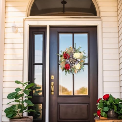 Ghirlanda da appendere alla porta in plastica, stoffa e legno, progettata per la decorazione della casa, adatta per compleanni e feste di festa