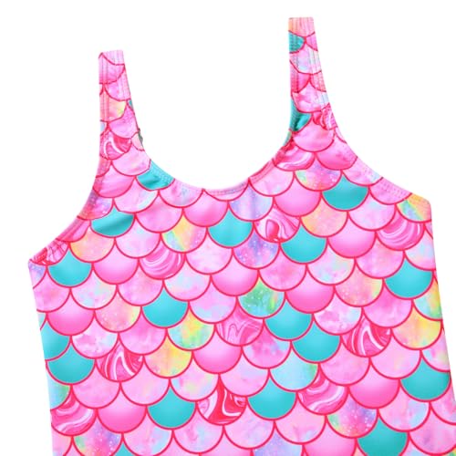 Image of Yousie Girls Swimsuit One Piece Tropical Kids Bathing Suit Swimwear Adjustable Swim Dress 5-9 Years