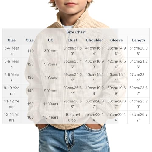 Boys Jacket Waffle Knit Zip Up Hoodie Stand Collar Sweatshirts Size 10-12 - image 5