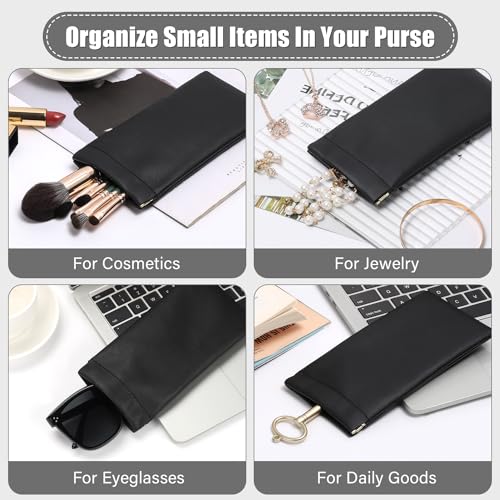 Image of Sightor Sunglass Case, 2 Pcs Soft Eyeglass Cases for Women Portable Squeeze Top Leather Glasses Pouch