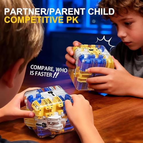 Image of 3D Maze Puzzle Cube Transparent Labyrinth Ball Game Brain Teaser IQ Toy Rolling Metal Marble Challenge Educational Focus Skill Stress Relief Kids Adults Rubik Inspired (3D Maze Puzzle Cube)