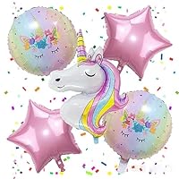 DUILE Unicorn Balloons Unicorn Birthday Party Decorations for Girls Foil Balloons Set Macaron and Rainbow Balloon Wedding Baby Shower Party Supplies (0)