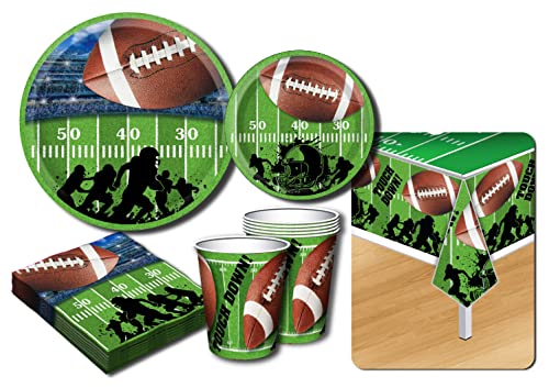 Deluxe Football Theme Party Supplies Set for 20 People Includes 20 Large Plates 20 Small Plates 20 Napkins 20 Cups 2 Table
