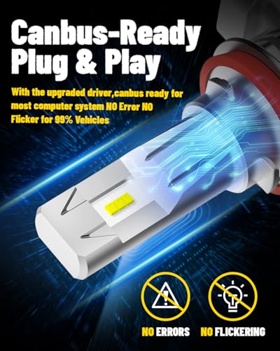 Image of AUXITO H11 /H9 /H8 LED Bulb, 60W Per Set, Plug N Play, Long Lifespan, 99% Compatibility, 2PCS