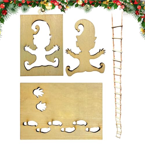 Wichtel Fußspuren Schablone, GNOME Streich Strickleiter, Wiederverwendbare GNOME Weihnachten Schnee Spray Schablonen, Holz Weihnachten Gnom Zubehör, Indoor Elf Für Fensterdekoration Wichtel Fußspuren Schablone, GNOME Streich Strickleiter, Wiederverwendbare GNOME Weihnachten Schnee Spray Schablonen, Holz Weihnachten Gnom Zubehör, Indoor Elf Für Fensterdekoration