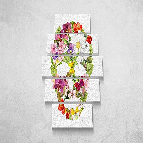 Tableau Skull Homemania 5 pièces en polyester et bois multicolore pour salon 100x60cm