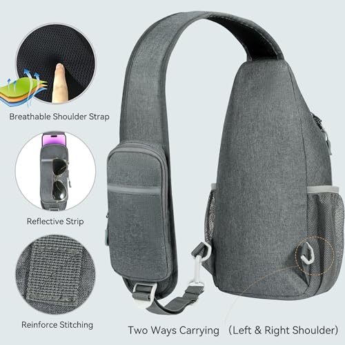 Voova Crossbody Sling Backpack for Men and Women, Grey - image 4