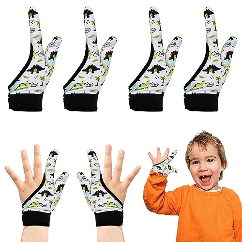 Image of Yxmeiguo 4pcs Thumb Sucking Guard Gloves Kids Anti Thumb Sucking Glove Chewy Compression Thumb Sucking Stop Nail Biting Finger Biting Glove for Kids Thumb Guard for Ages 5-12