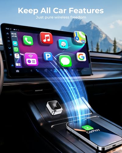 Image of Jemluse Wireless CarPlay Adapter for Apple - Mini Size, Fast Stable Connection Convert Wired to Wireless Car Play Dongle for iPhone iOS 10+, Plug & Play for Cars from 2016+ w /USB-C (Silver)
