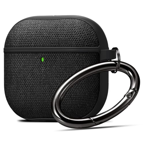 Image of Spigen Urban Fit Designed for AirPods 4 Case (2024) Premium Fabric Cover with Carabiner Key Chain - Black