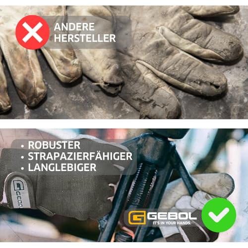Gebol Uni Fit Comfort, 1 Paar Arbeitshandschuhe aus hochwertigem Leder, Handschuhe Herren für Bau, Mechanik & Garten mit elastischem Bund & Klettverschluss, Sicherheitshandschuhe Gr XXL/11 Weiß/Grau – Bild 3